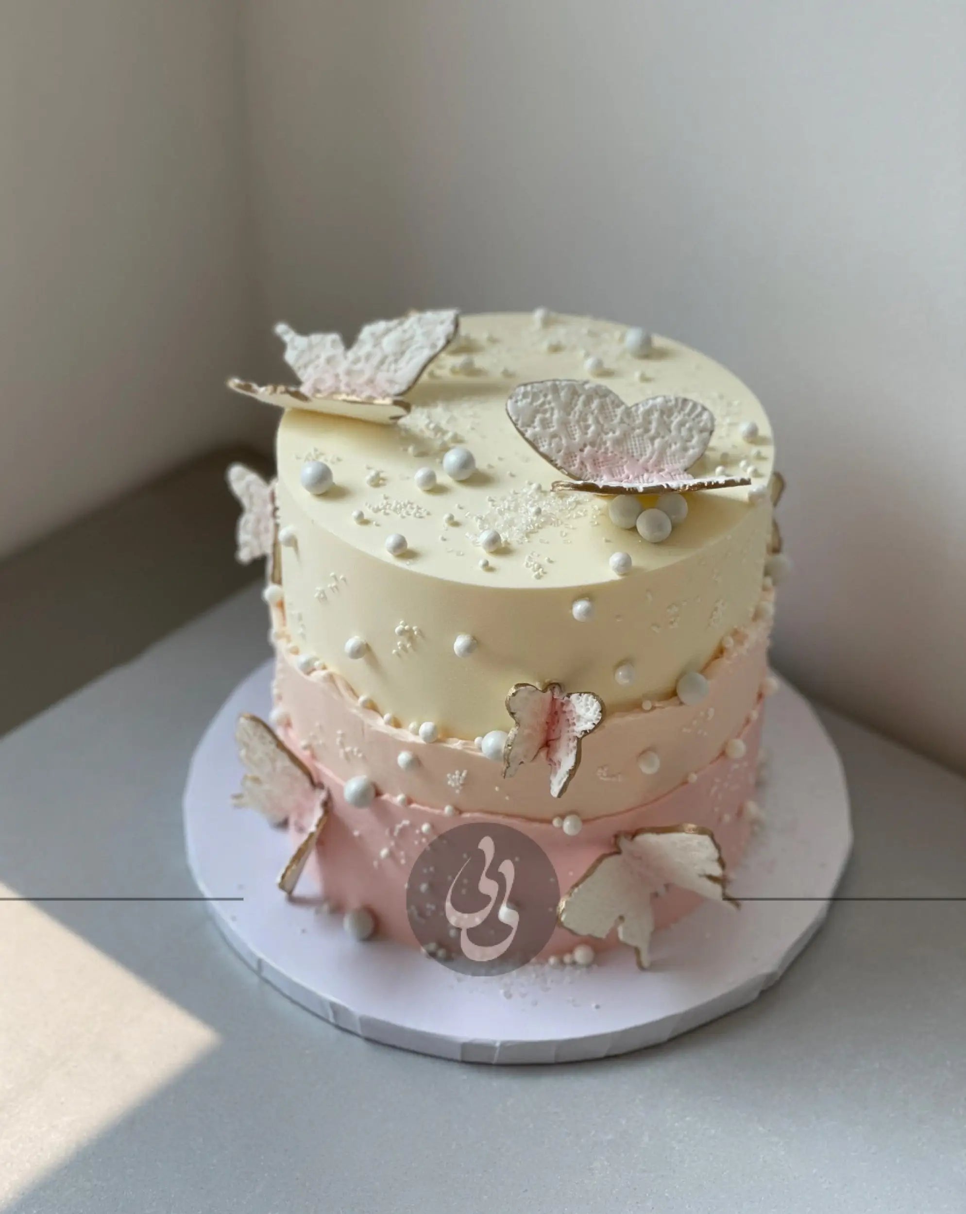 Layered butterfly buttercream - custom cake