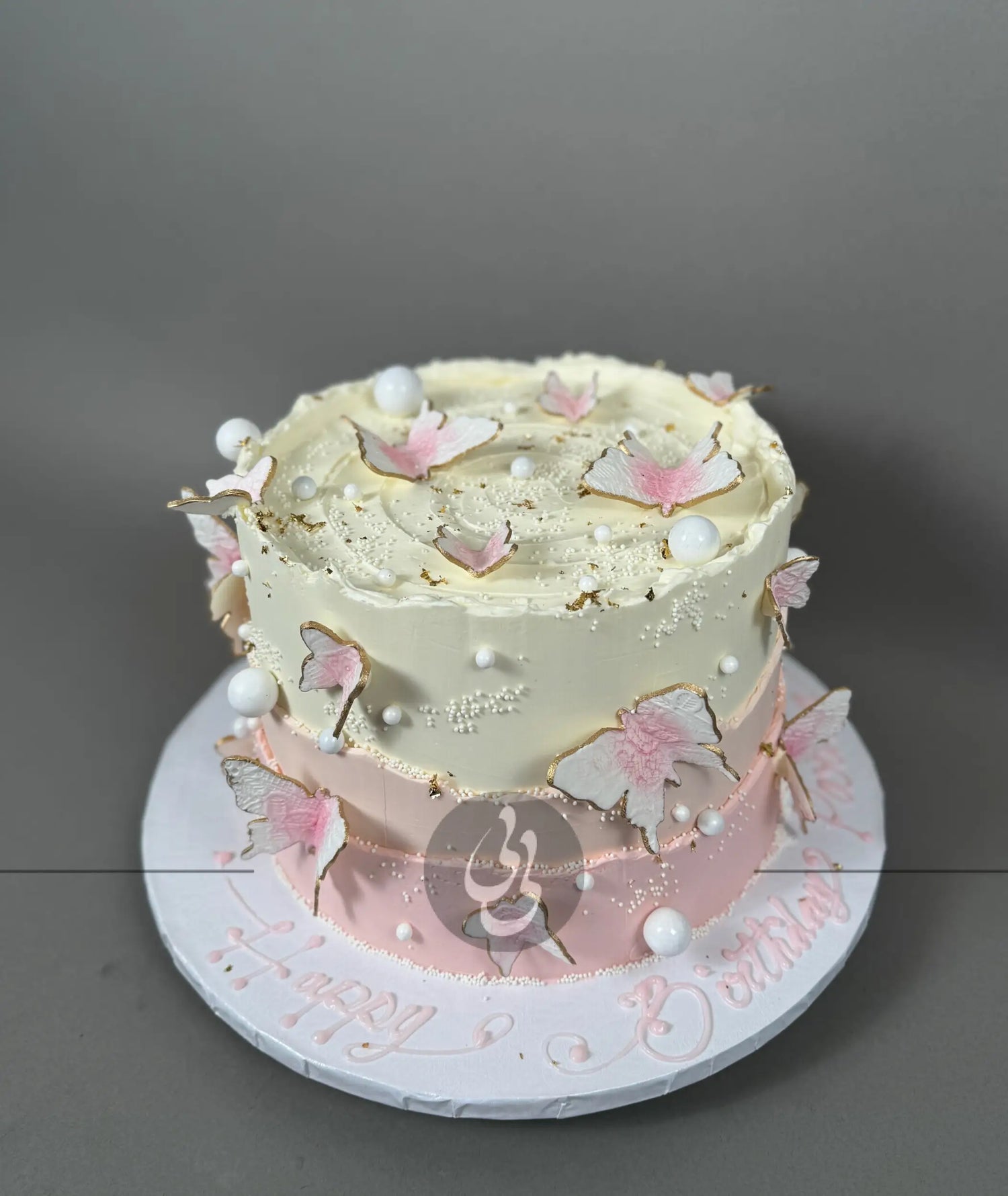 Layered butterfly buttercream - custom cake