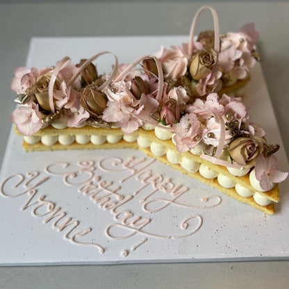 Letter/number cake in whipped cream - custom cake