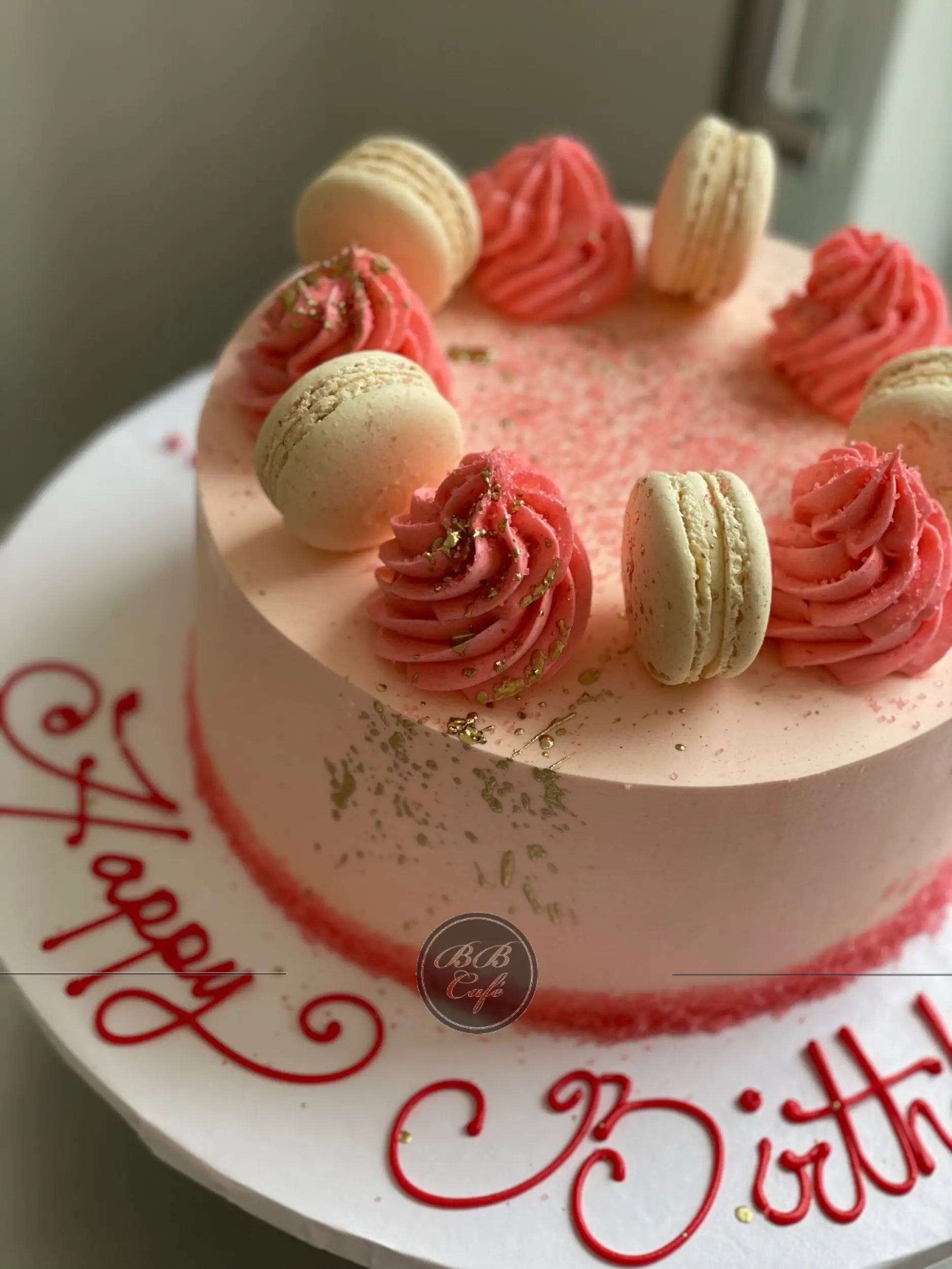 Macarons on whipped cream - custom cake