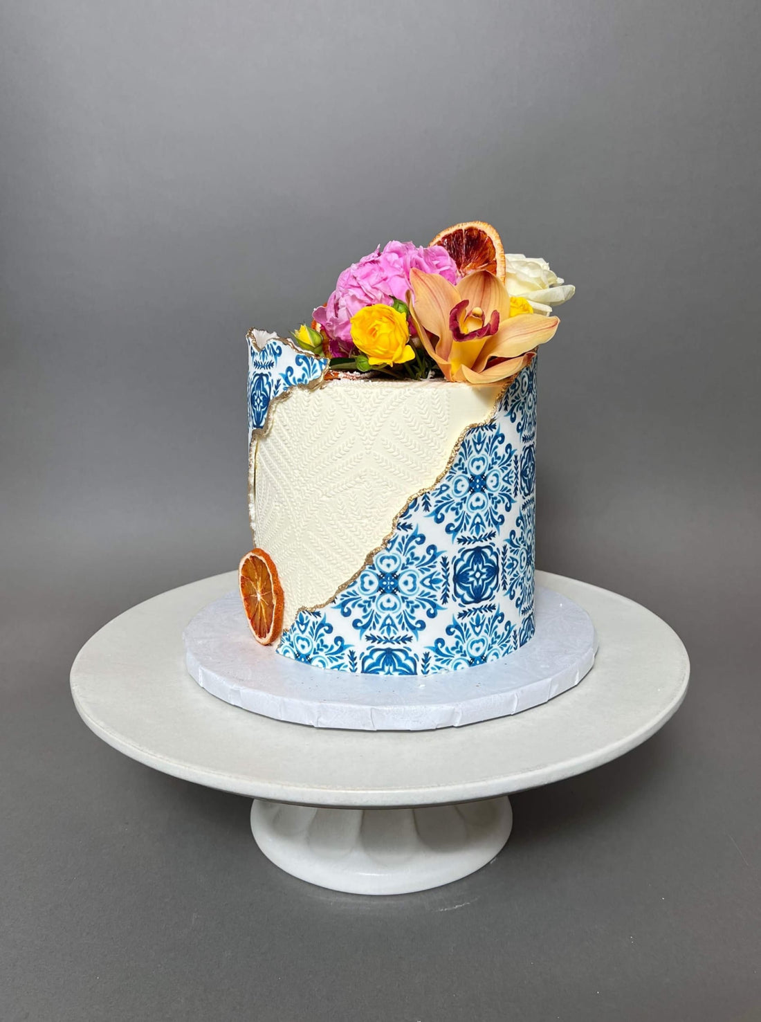 Mediterranean tiles buttercream cake - custom cake