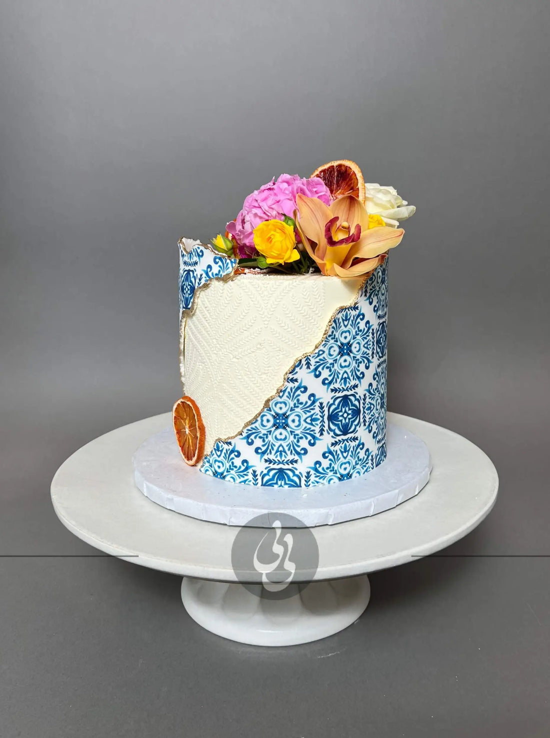 Mediterranean tiles buttercream cake - custom cake