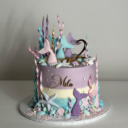 Mermaid tails on buttercream - custom cake
