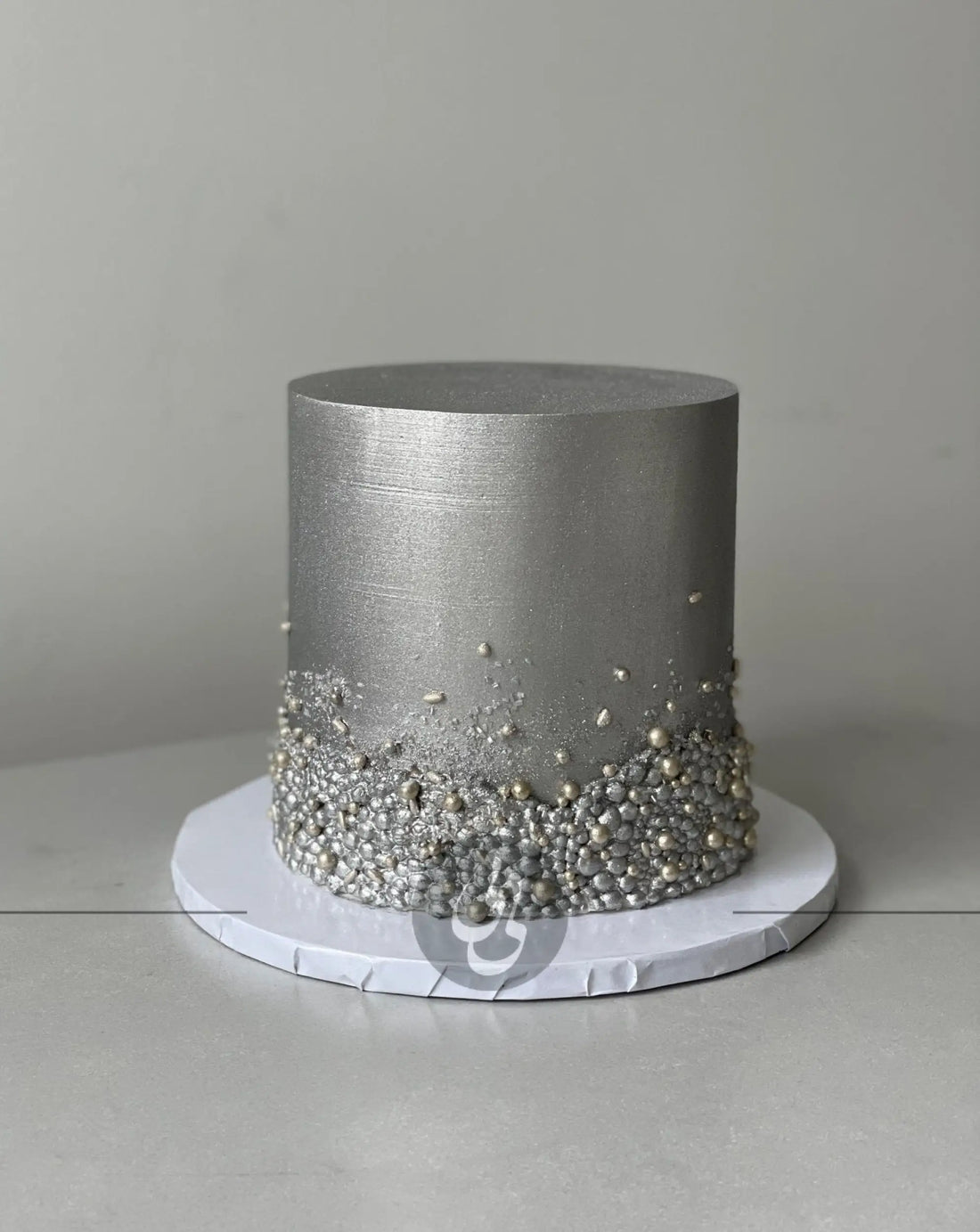 Metallic sequins on buttercream - custom cake