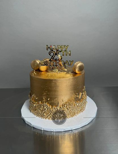 Metallic sequins on buttercream - custom cake