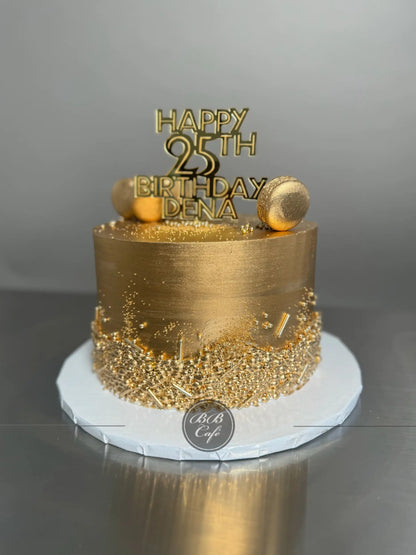 Metallic sequins on buttercream - custom cake