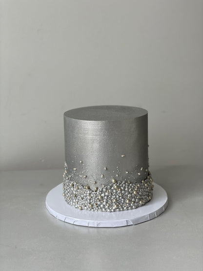 Metallic sequins on buttercream - custom cake