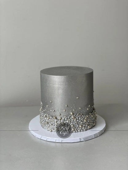 Metallic sequins on buttercream - custom cake