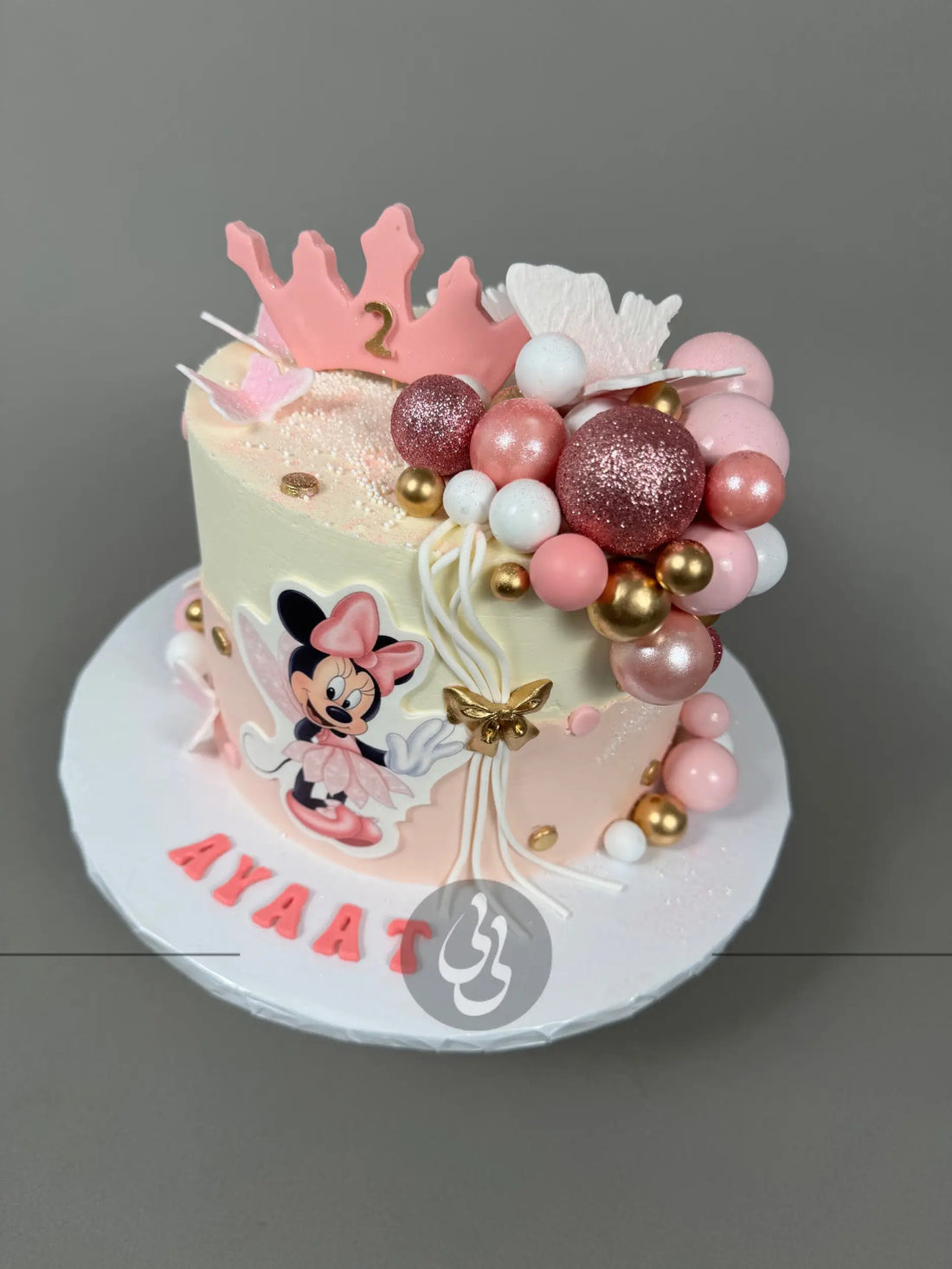 Mickey / minnie mouse edible print &amp; spheres - custom cake