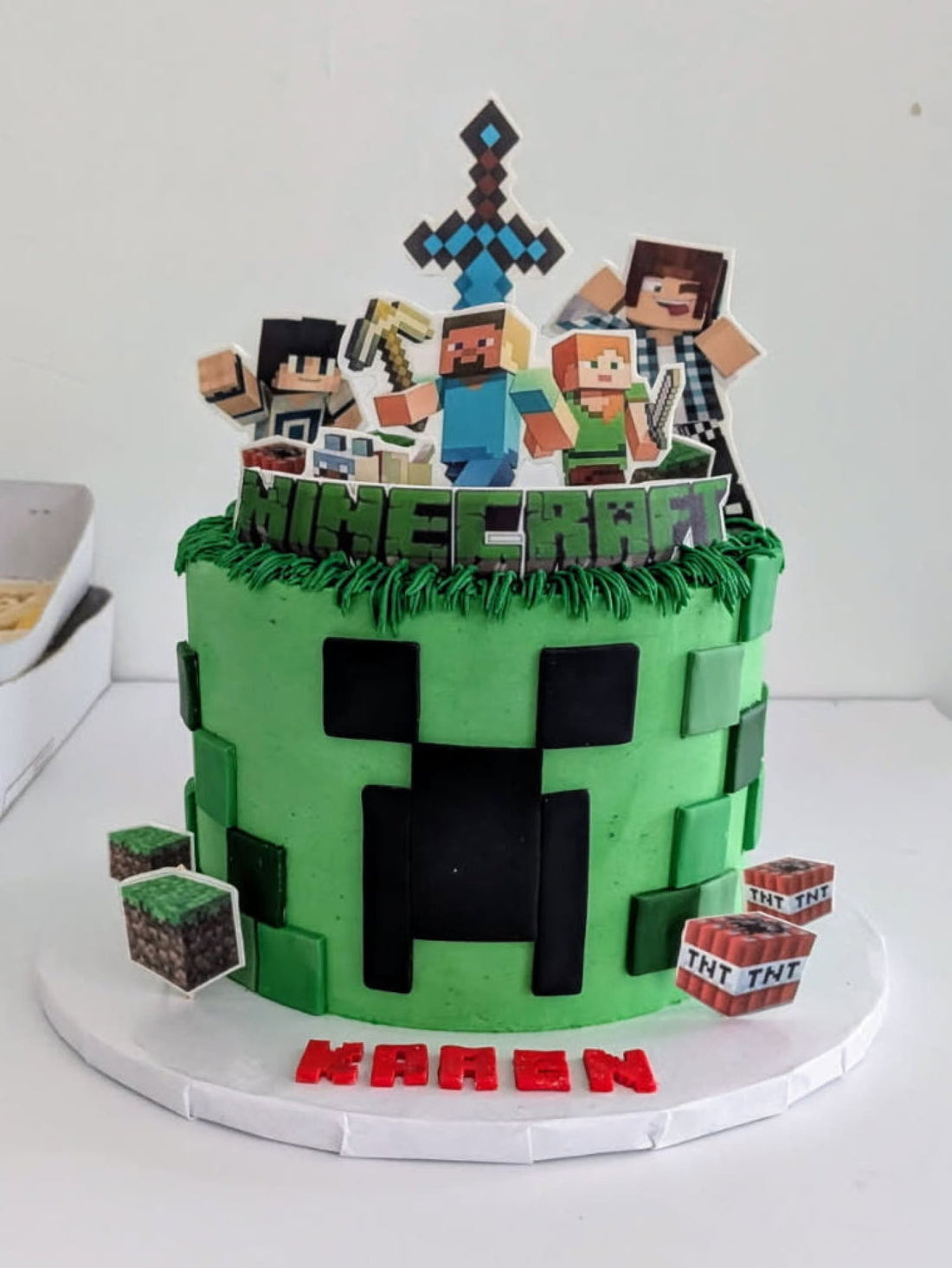 Minecraft edible images on buttercream - custom cake