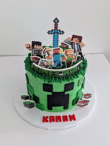 Minecraft edible images on buttercream - custom cake