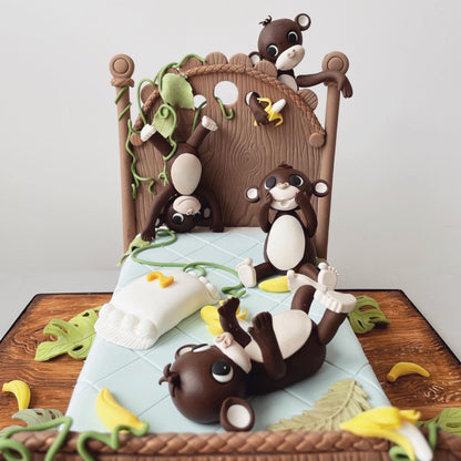 Monkeys jumping on the bed - custom cake