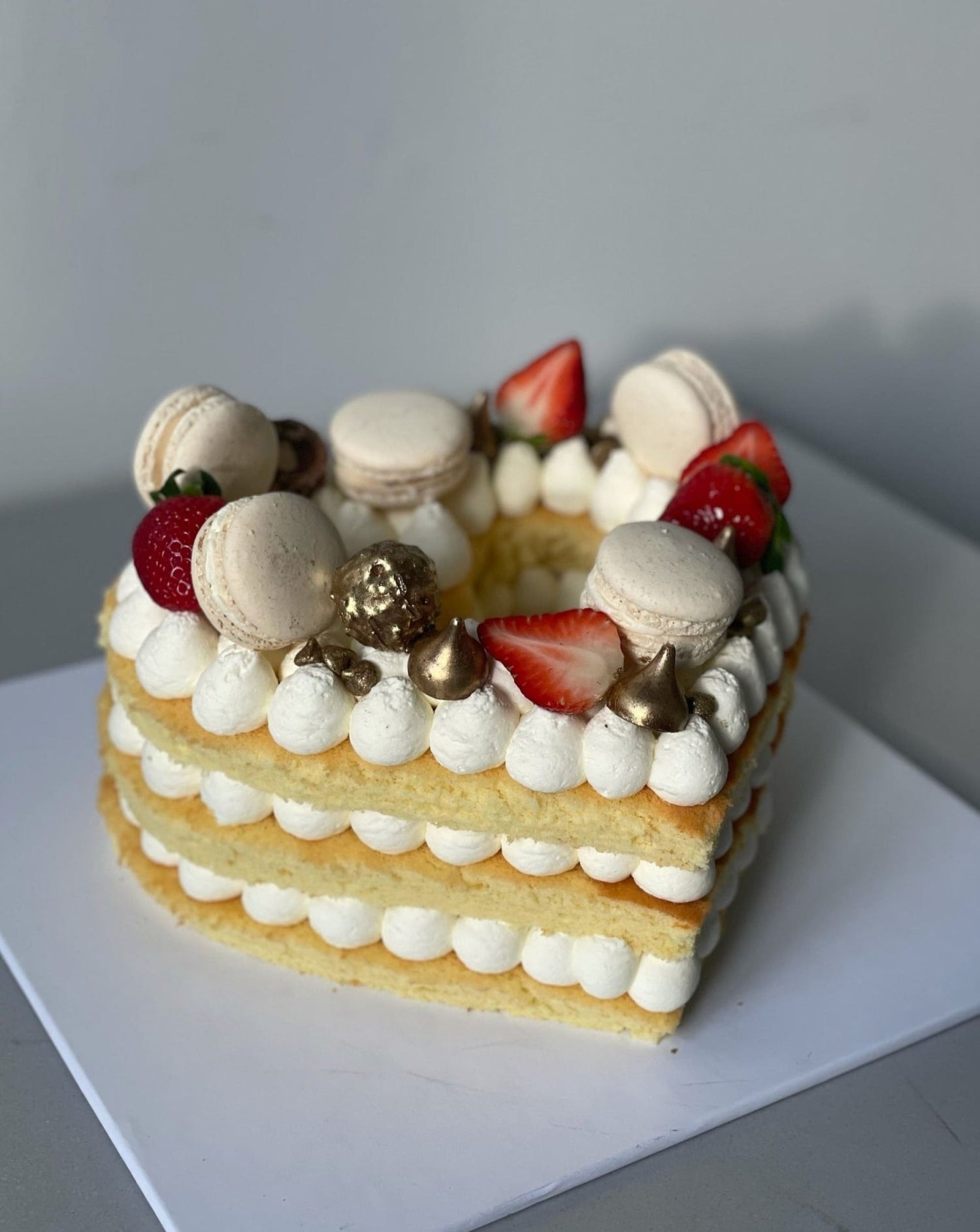 Naked heart cake in whipped cream - custom cake