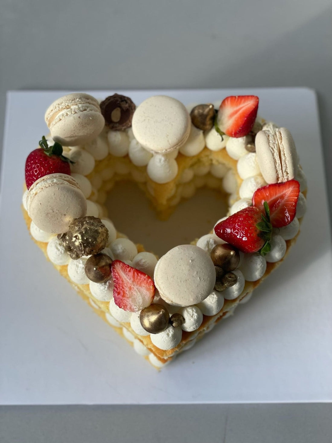 Naked heart cake in whipped cream - custom cake