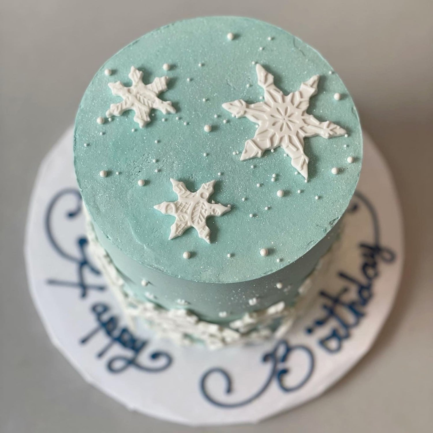 Ombre on buttercream with fondant decor - custom cake