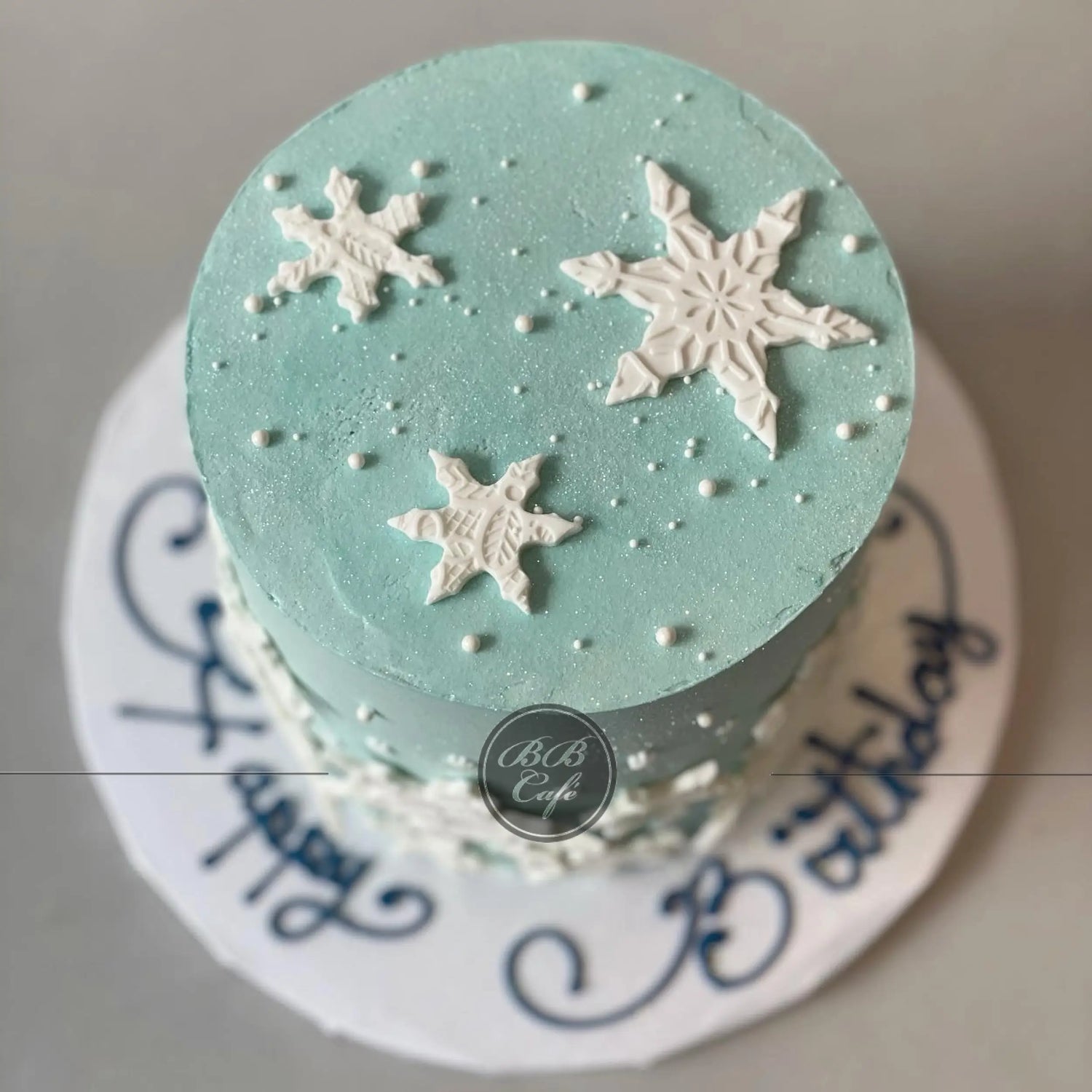 Ombre on buttercream with fondant decor - custom cake