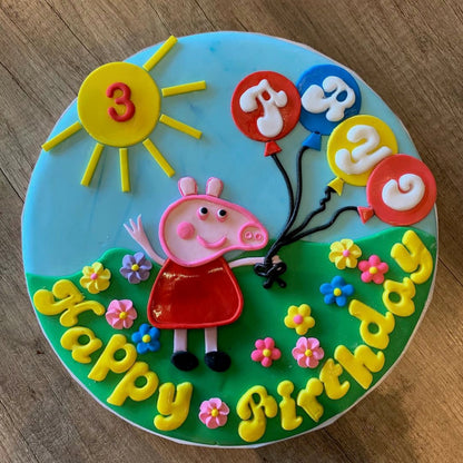 Peppa pig &amp; balloons - custom cake