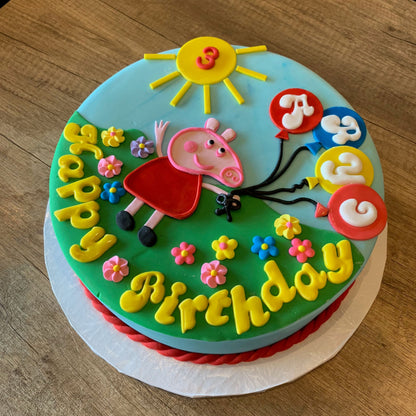 Peppa pig &amp; balloons - custom cake