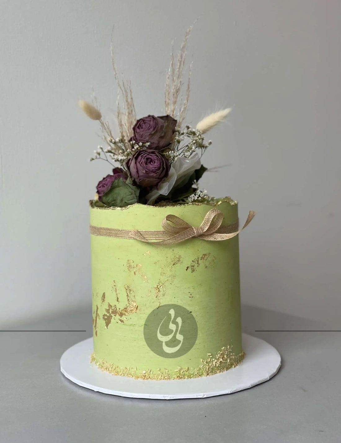 Preserved flowers on deckled edge buttercream - custom cake