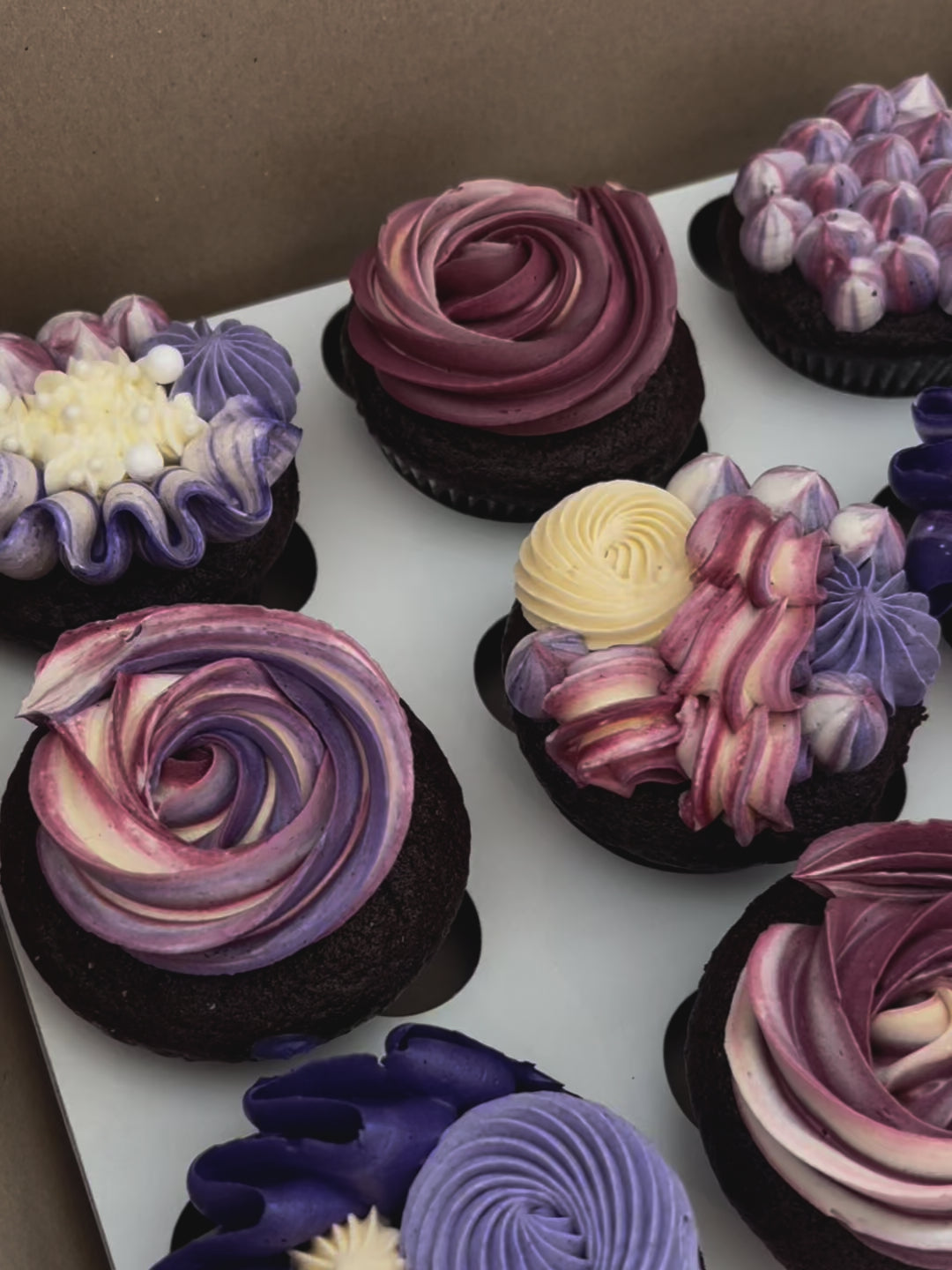 Hand Piped Purple Cupcakes