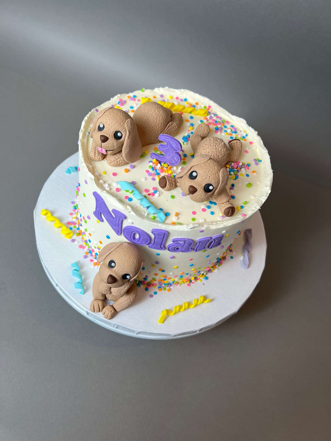 Puppy party on buttercream - custom cake