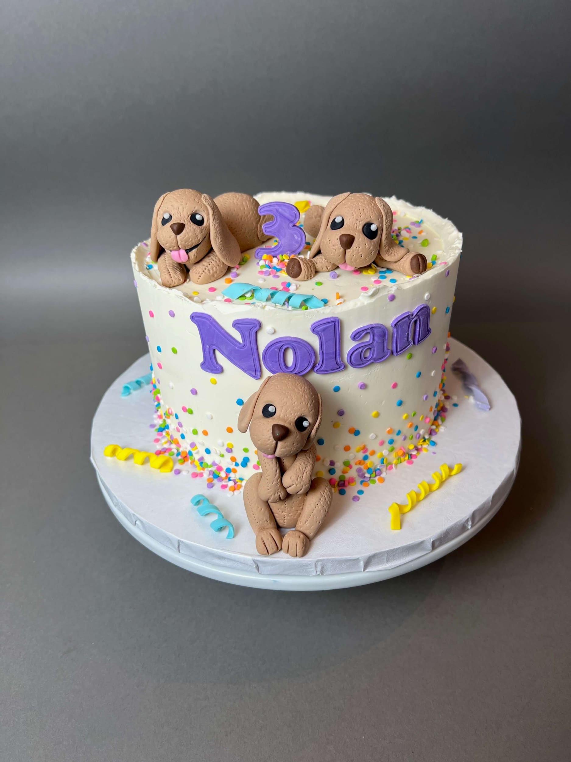 Puppy party on buttercream - custom cake