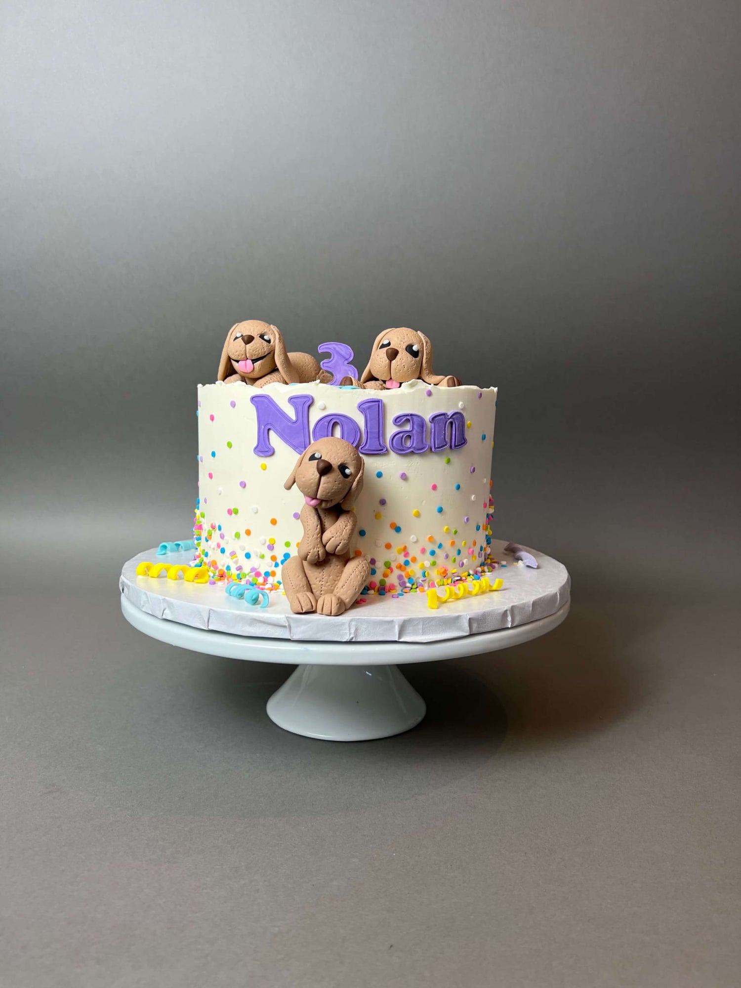 Puppy party on buttercream - custom cake
