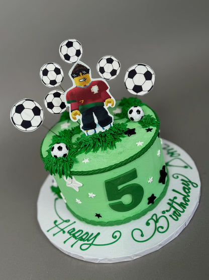Roblox edible print &amp; soccer balls - custom cake