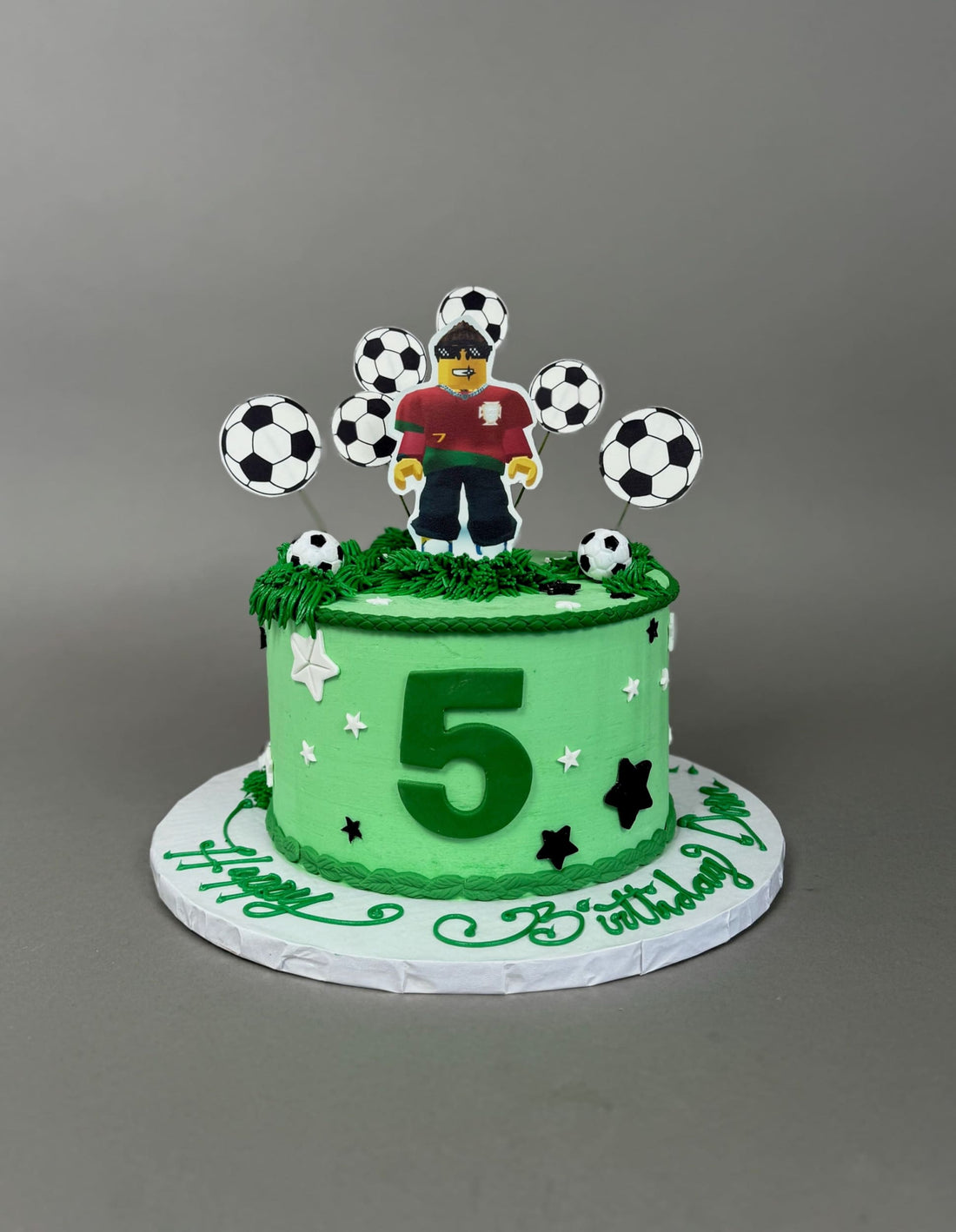 Roblox edible print &amp; soccer balls - custom cake