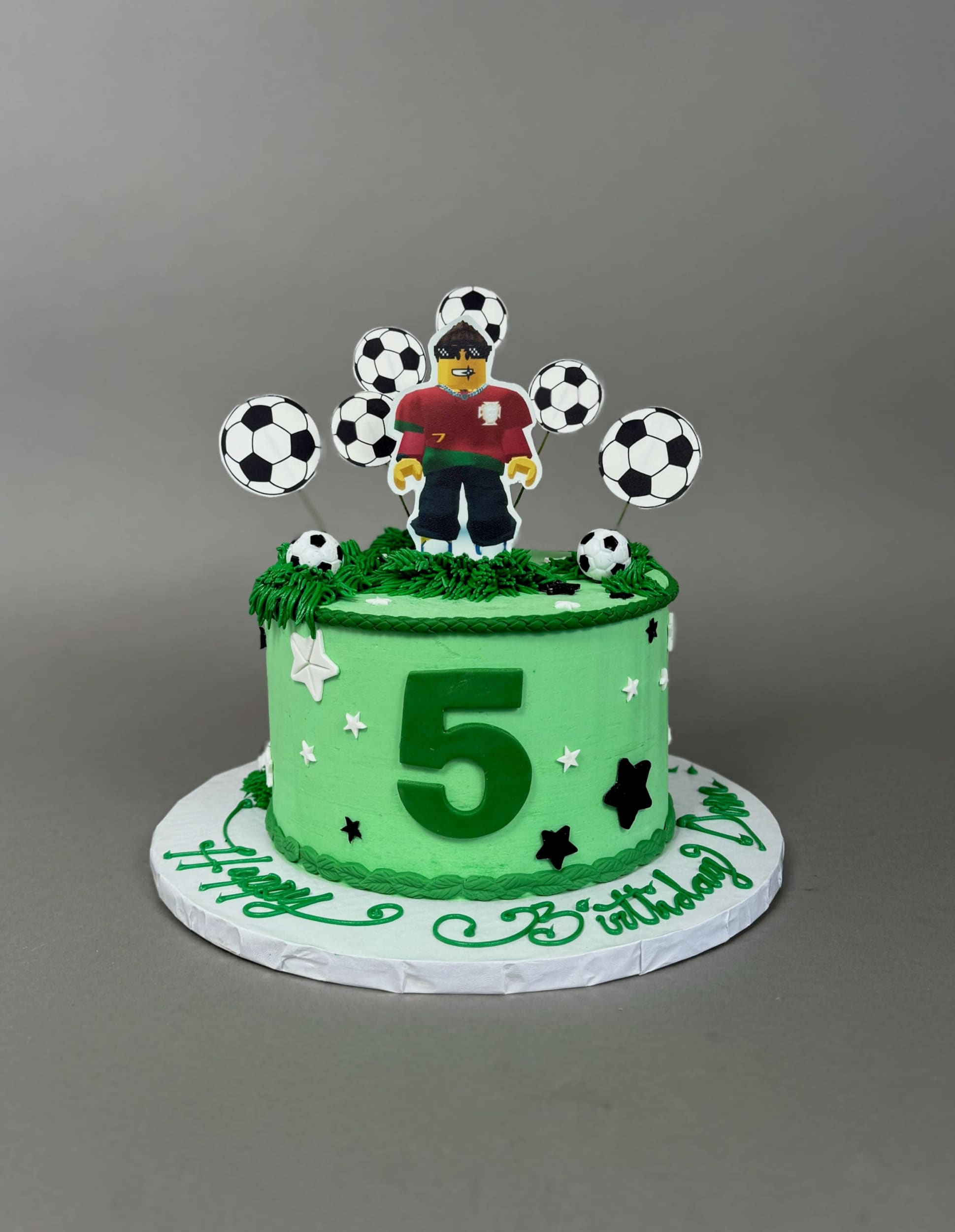 Roblox edible print &amp; soccer balls - custom cake