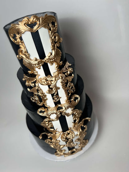Royal pinstripe on fondant - wedding cake