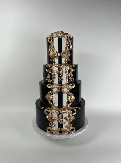 Royal pinstripe on fondant - wedding cake