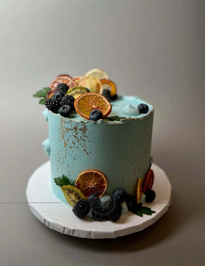 Seasonal fresh fruits on buttercream - custom cake