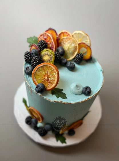 Seasonal fresh fruits on buttercream - custom cake