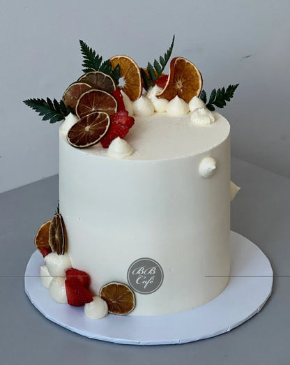 Seasonal fresh fruits on buttercream - custom cake