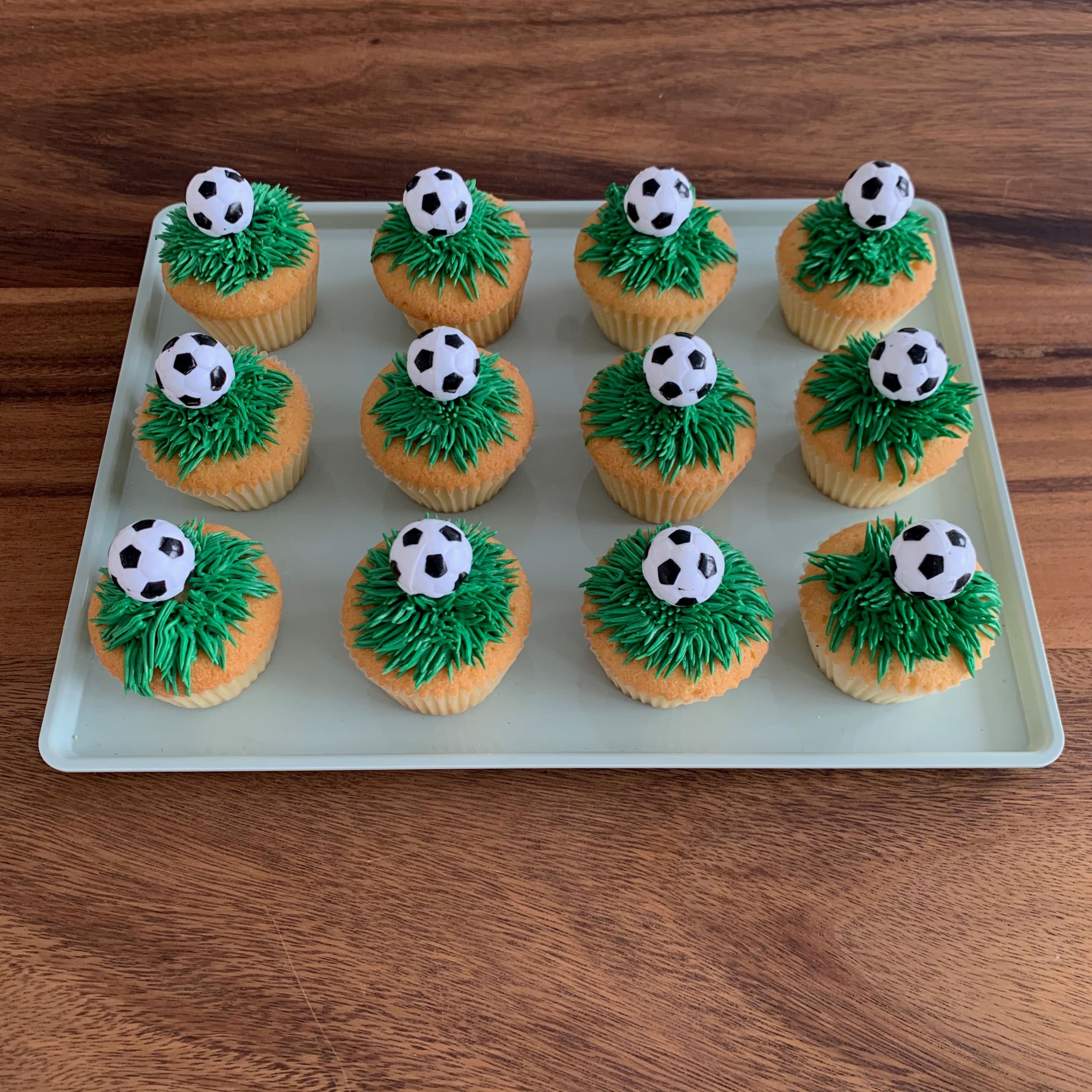 Soccer field cupcakes - cupcake