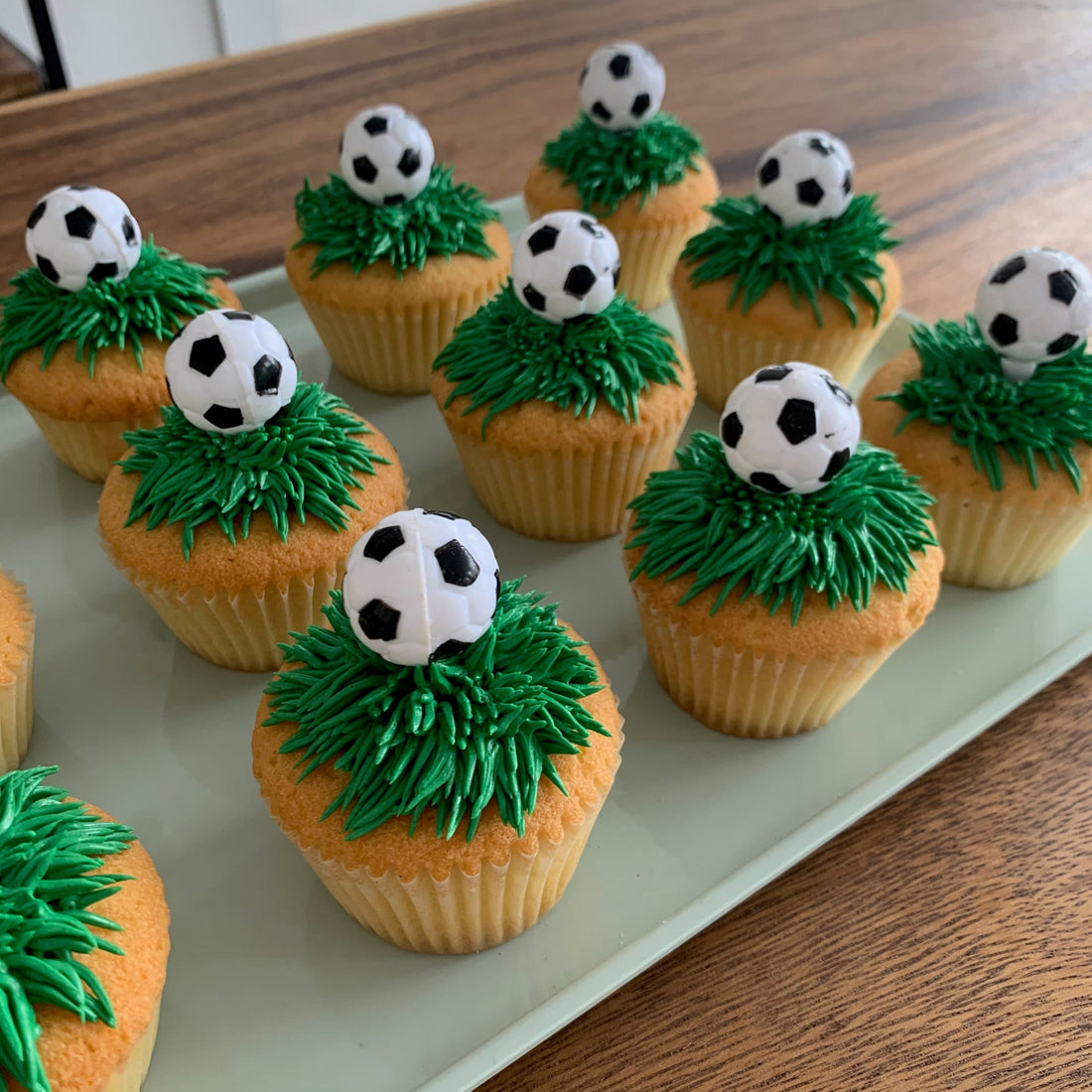 Soccer field cupcakes - cupcake