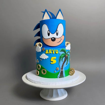 Sonic the hedgehog on buttercream - custom cake