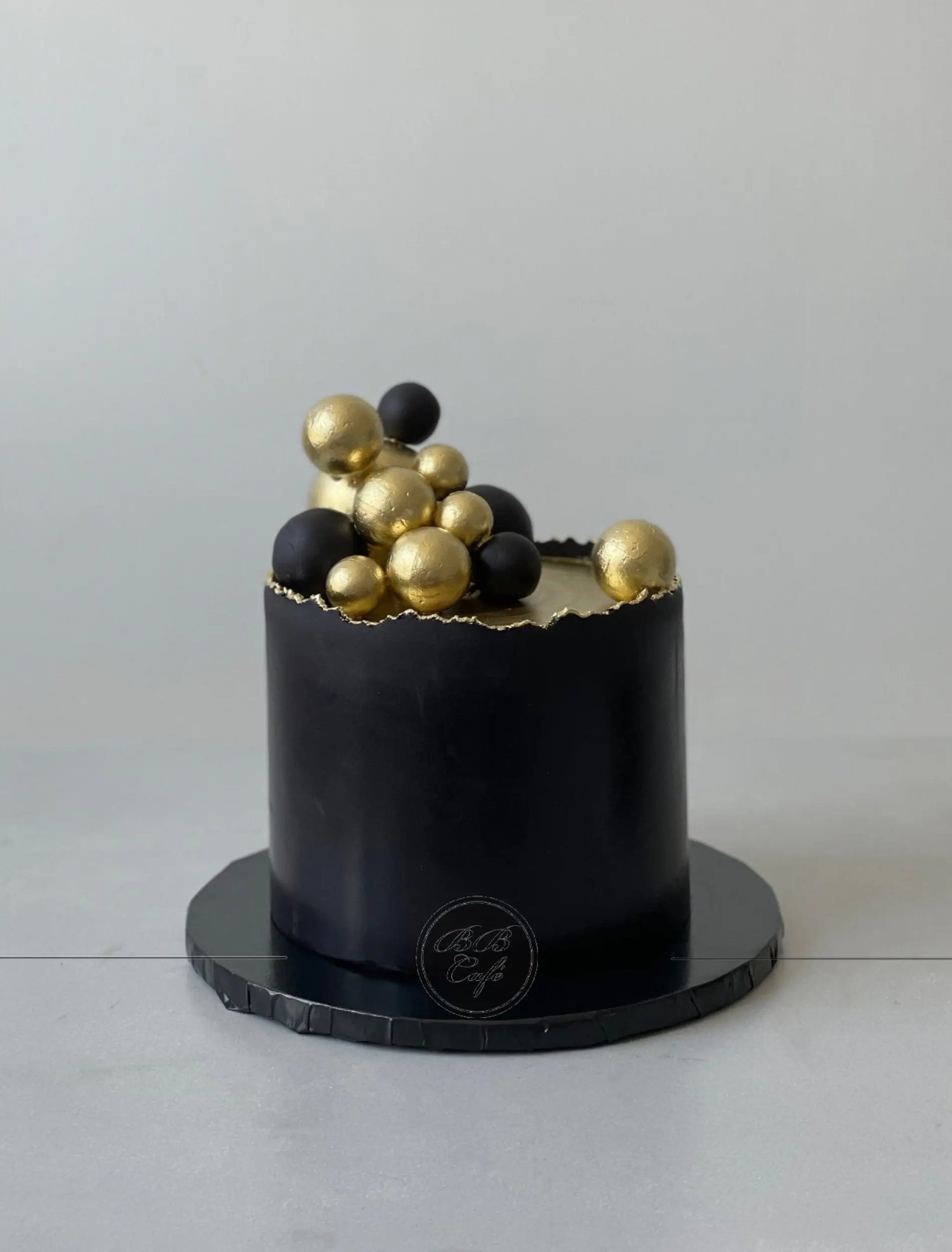 Spheres on deckled edge fondant - custom cake