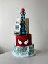 Spiderman superhero in fondant - custom cake