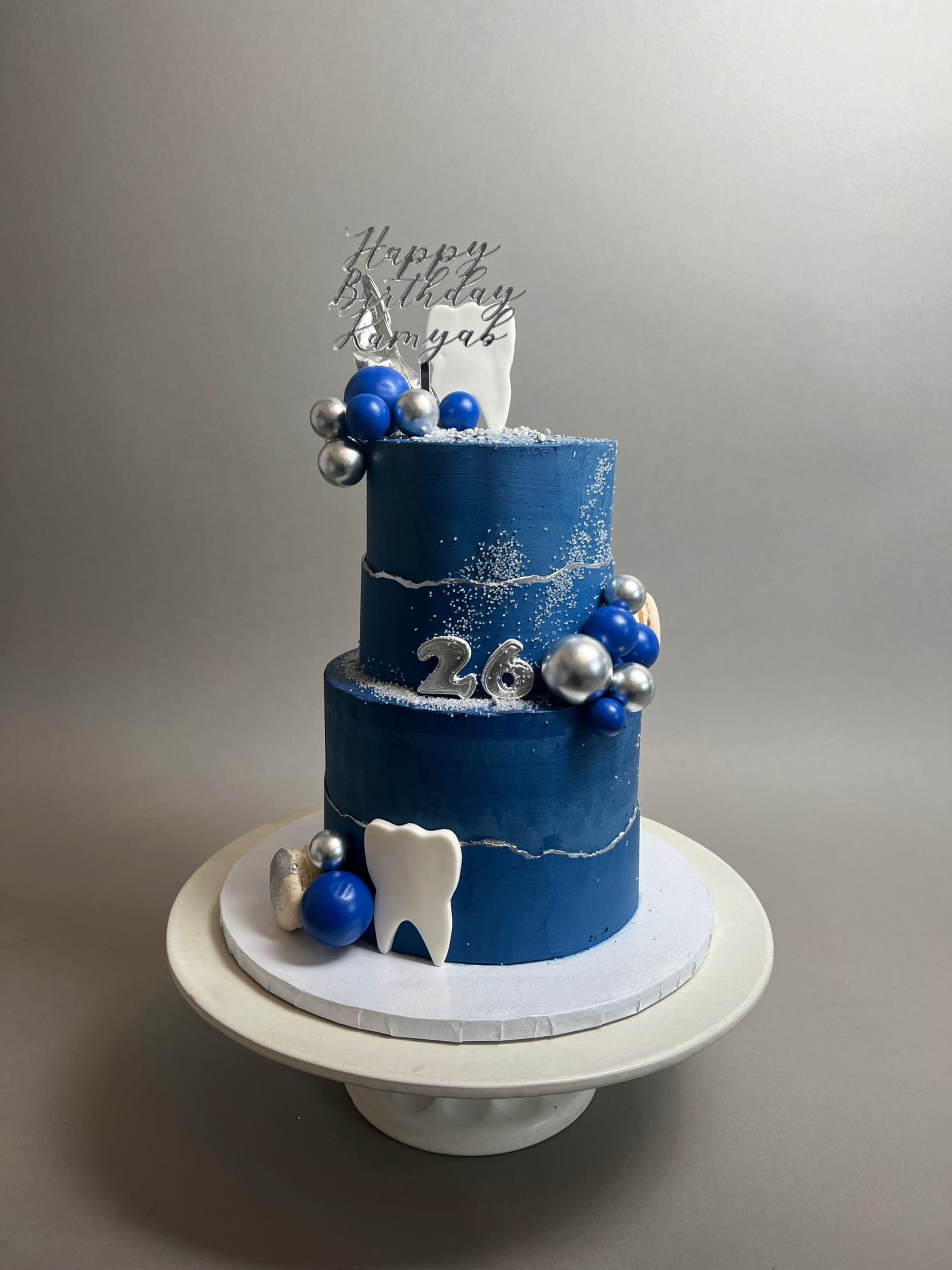 Splashed &amp; textured spheres on buttercream - custom cake