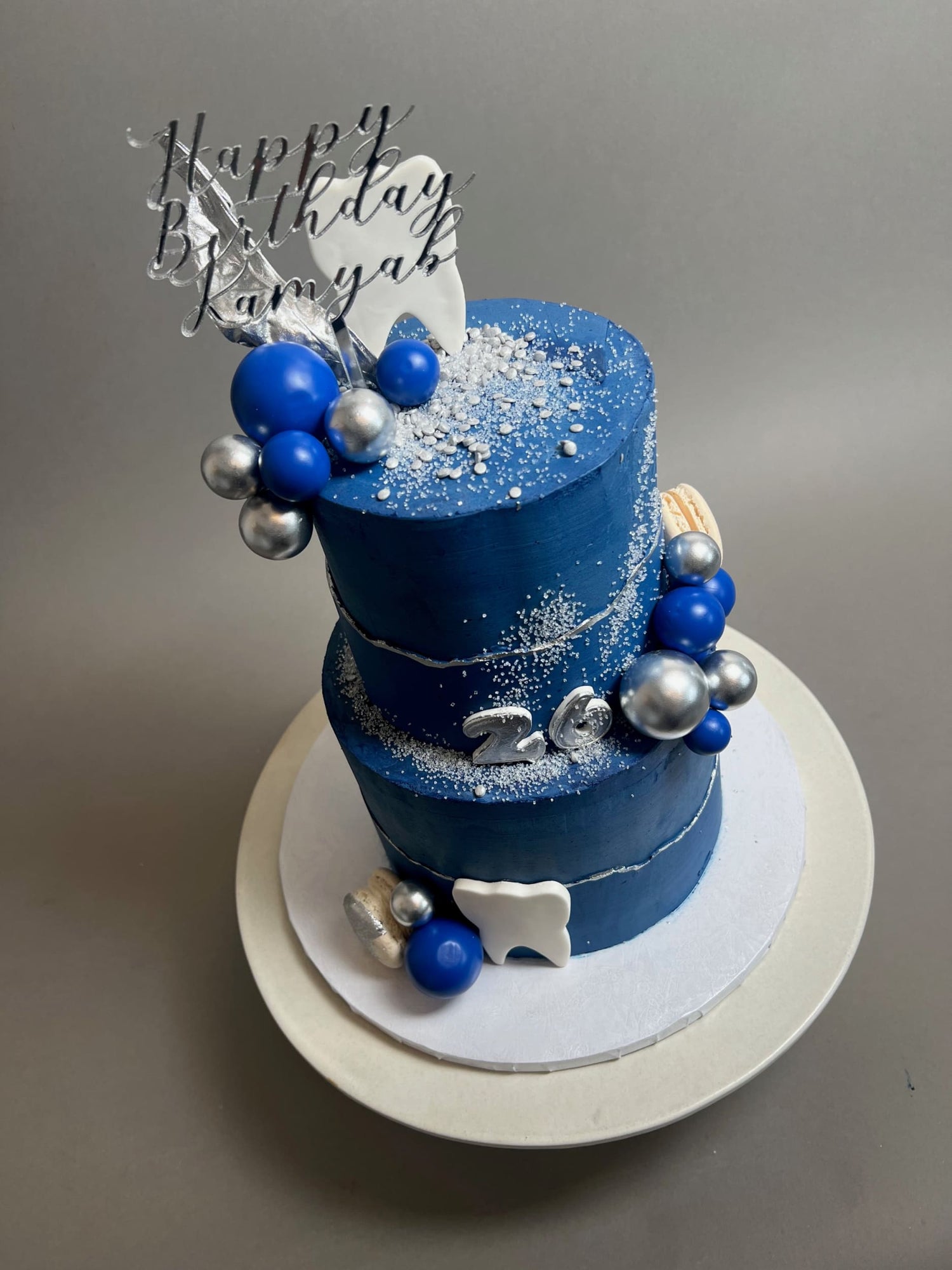Splashed &amp; textured spheres on buttercream - custom cake