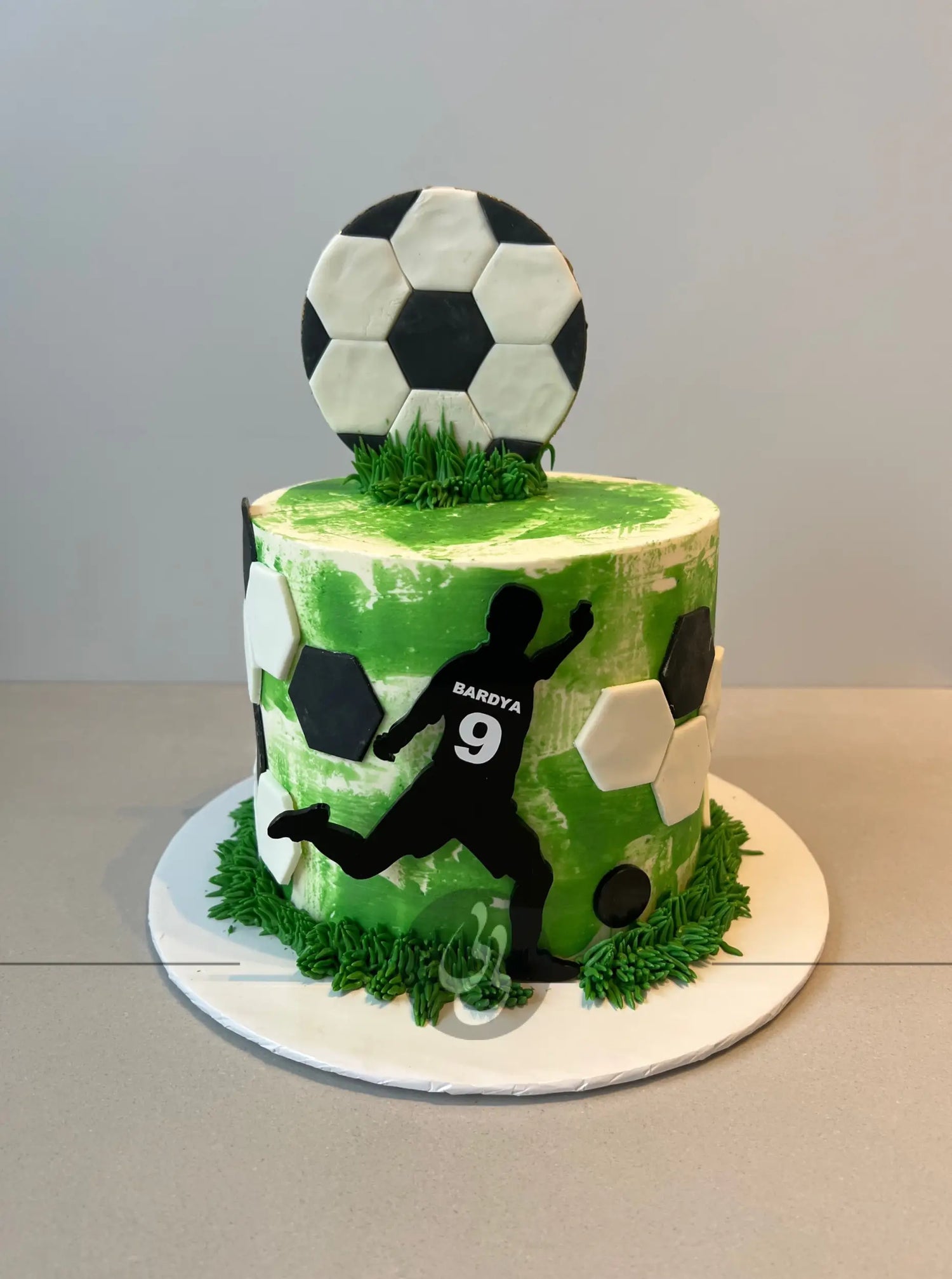 Sports and soccer kick off cake - custom cake