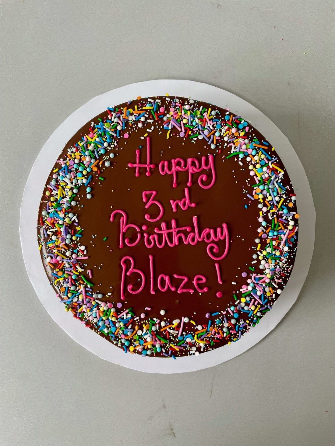 Sprinkles on ganache - custom cake