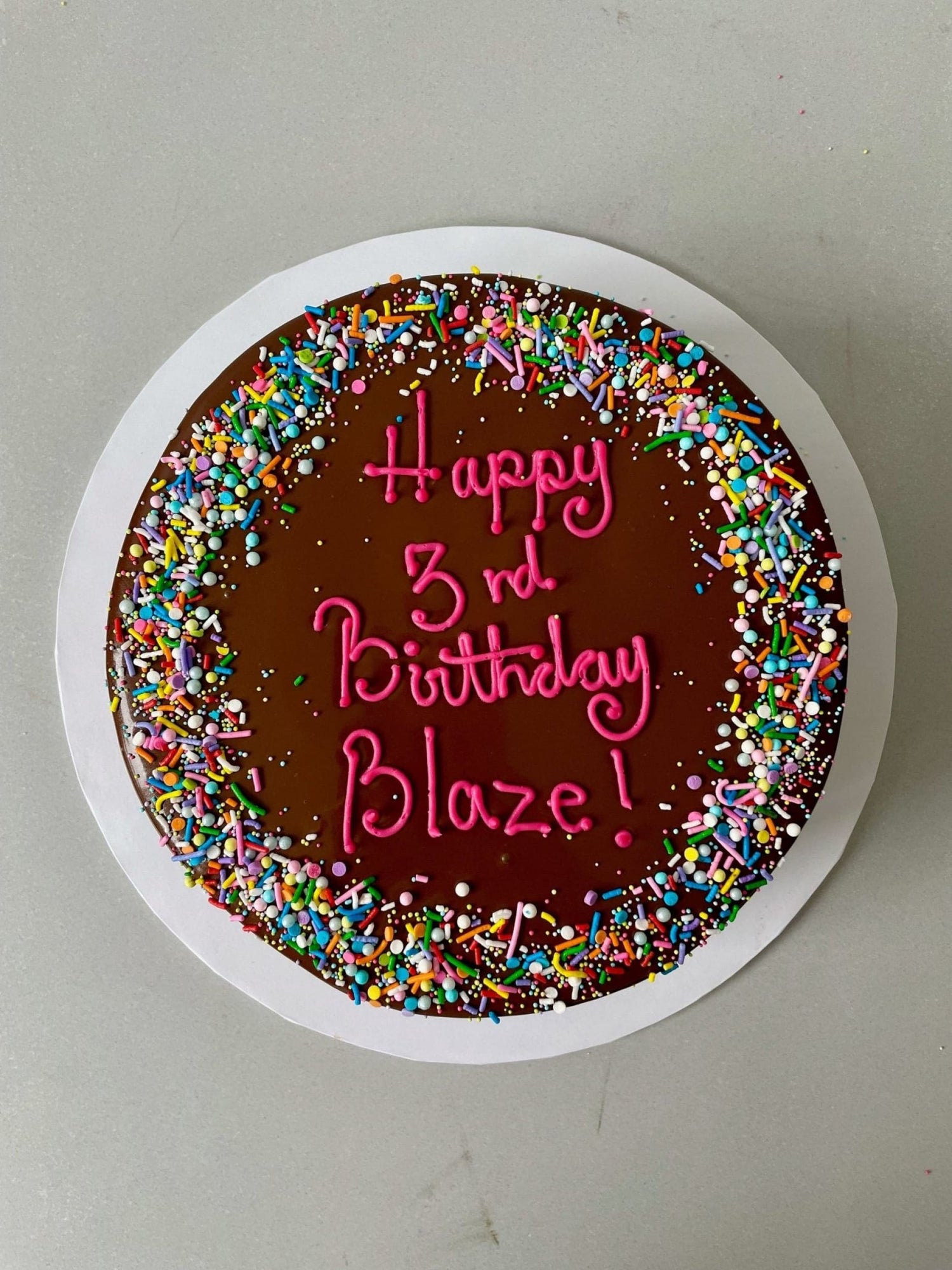 Sprinkles on ganache - custom cake