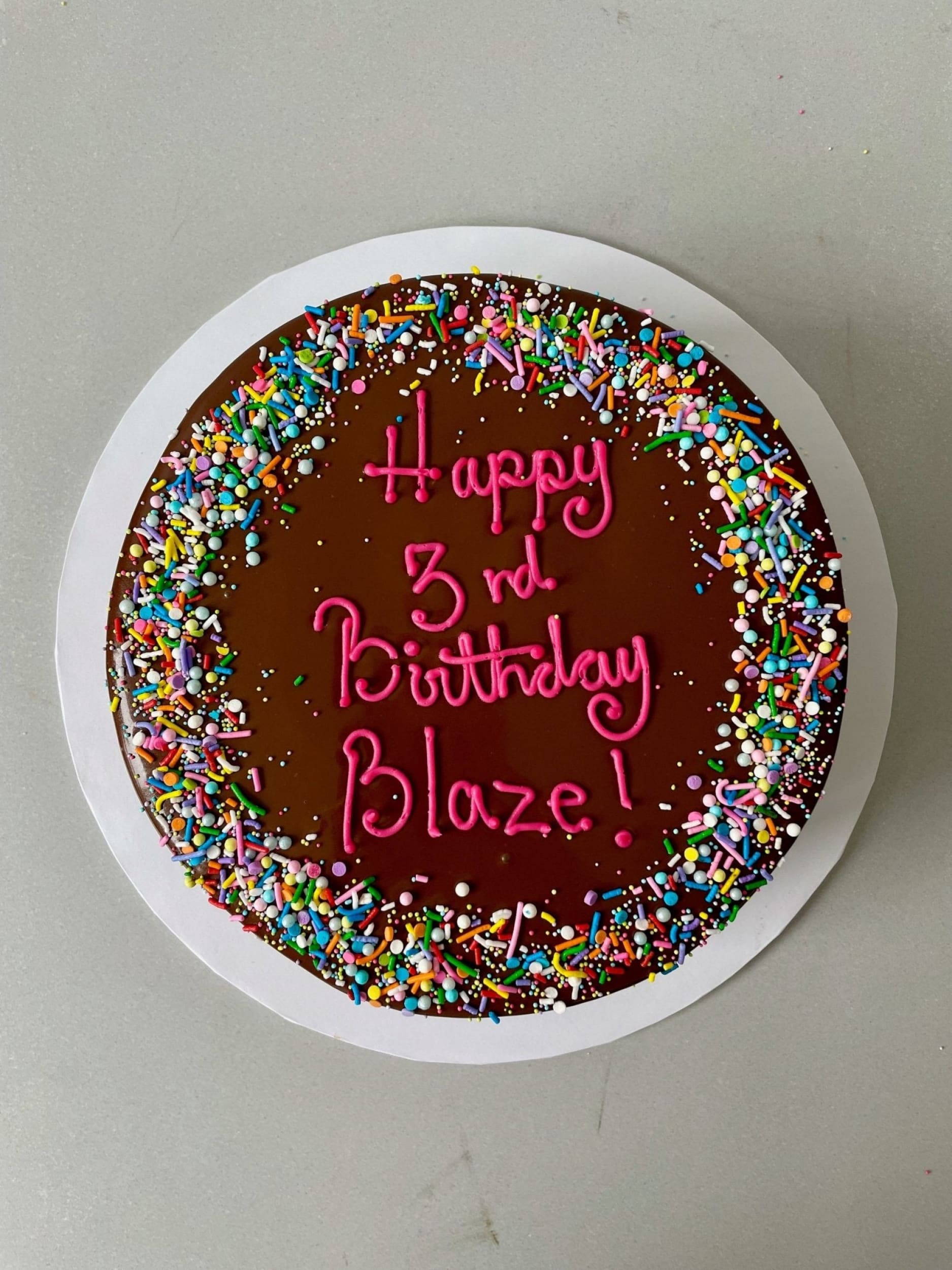 Sprinkles on ganache - custom cake