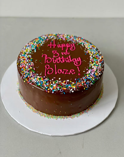 Sprinkles on ganache - custom cake