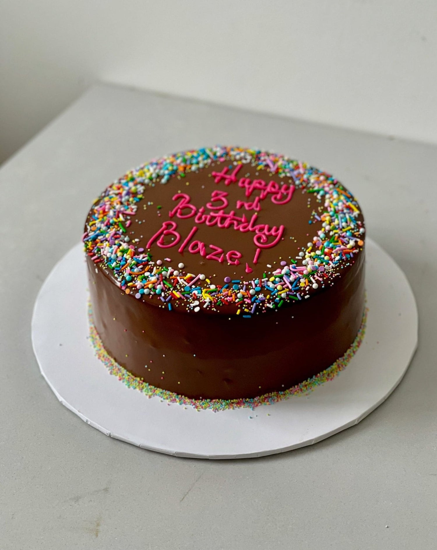 Sprinkles on ganache - custom cake