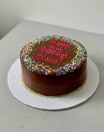 Sprinkles on ganache - custom cake
