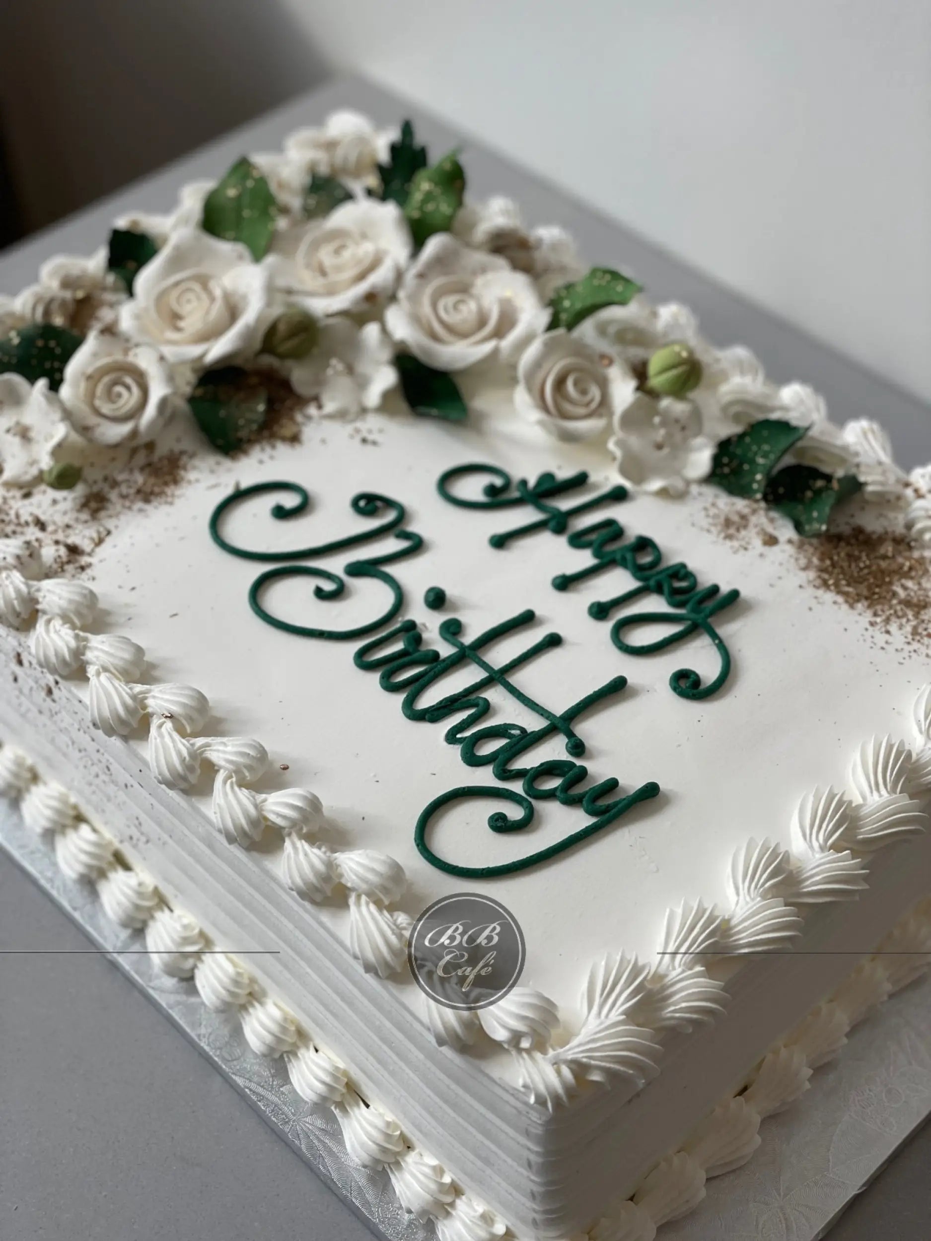 Sugar roses on whipped cream - custom cake
